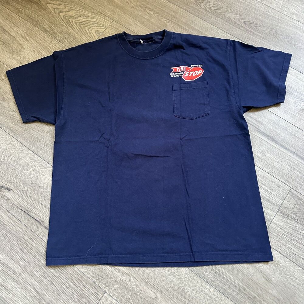 Y2K Tire Stop Sandman graphic navy T-shirt